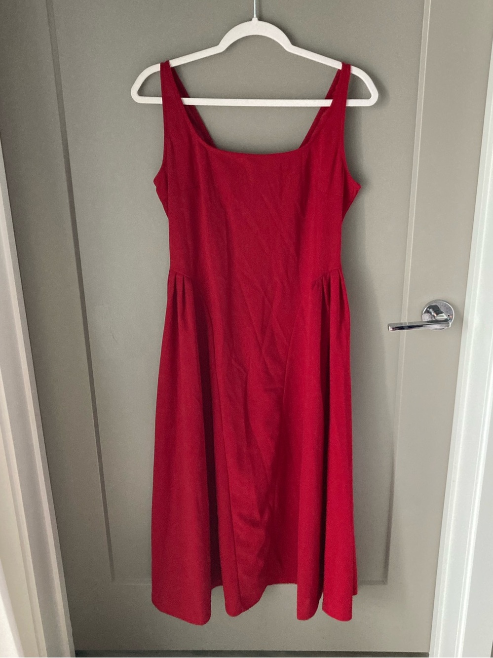 Cider Red Square-Neck Midi Dress